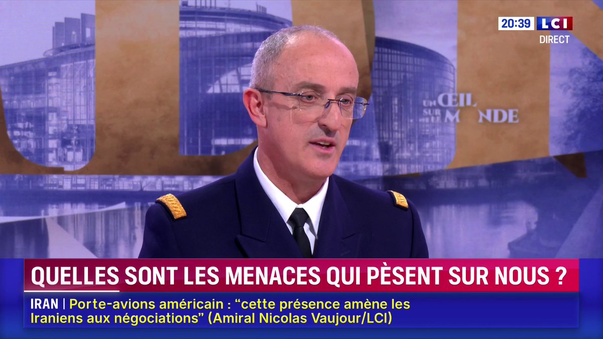 🗣️ "Nous avons une Marine crédible, les États-Unis nous respectent", affirme sur LCI l'Amiral Nicolas Vaujour, chef d'État-major de la Marine ▶️ ✦ Margot Haddad ✦
