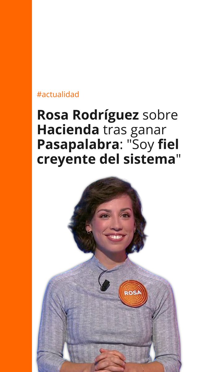 🗣️ Rosa Rodríguez, ganadora de 'Pasapalabra', sobre el 'sablazo' de Hacienda: "Soy fiel creyente del sistema de impuestos que tenemos" 🏆 "Soy producto del esfuerzo, pero también de lo que he recibido por la sociedad en la que vivo". Todo aquí 🔗