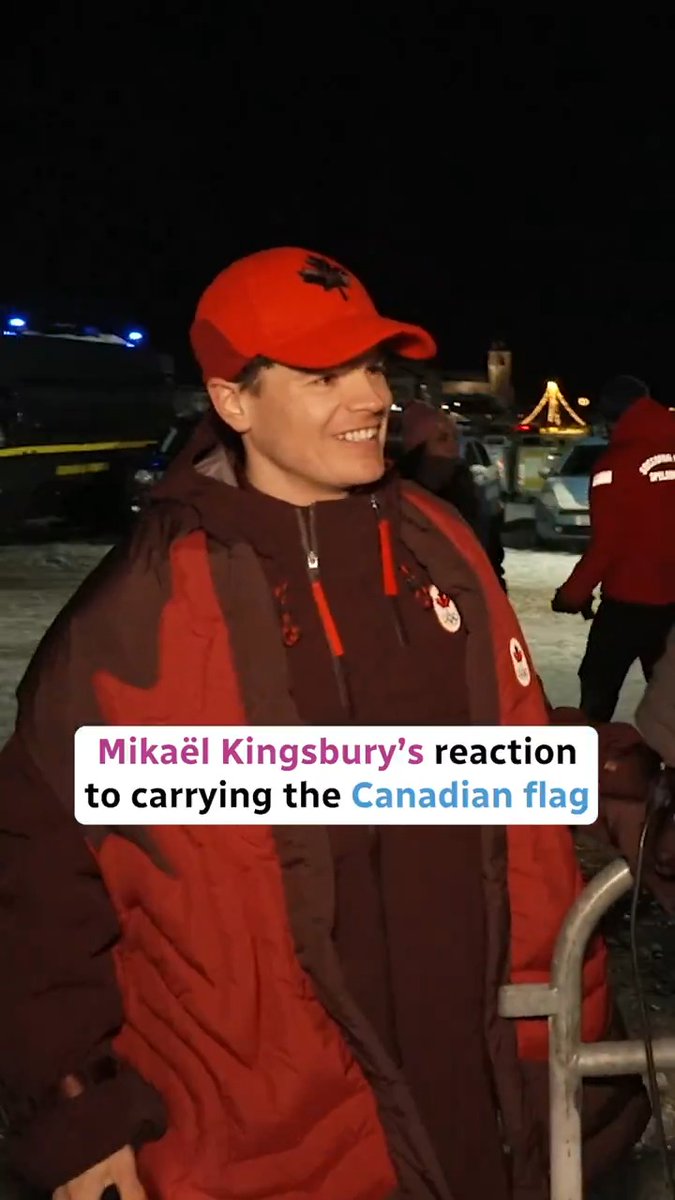 “I’m very proud to be Canadian” 🥹🇨🇦 Mikael Kingsbury reacts to carrying the flag alongside Marielle Thompson