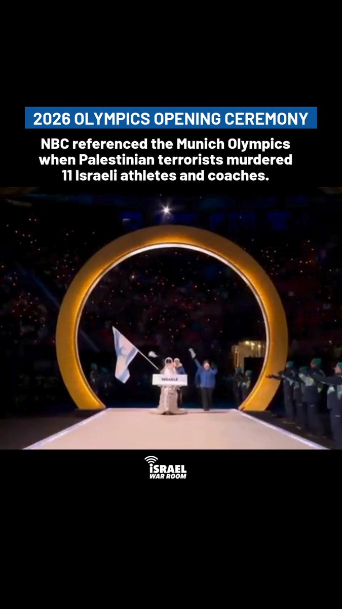 🇮🇱WATCH: Team Israel made its grand entrance at the 2026 Winter Olympics Opening Ceremony in Milan, Italy. During the broadcast, NBC referenced the 1972 Munich Olympics, when Palestinian terrorists murdered 11 Israeli athletes and coaches. And yet, the Jewish people endure — resilient, proud, and unbroken. Good luck to Team Israel. Am Yisrael Chai!