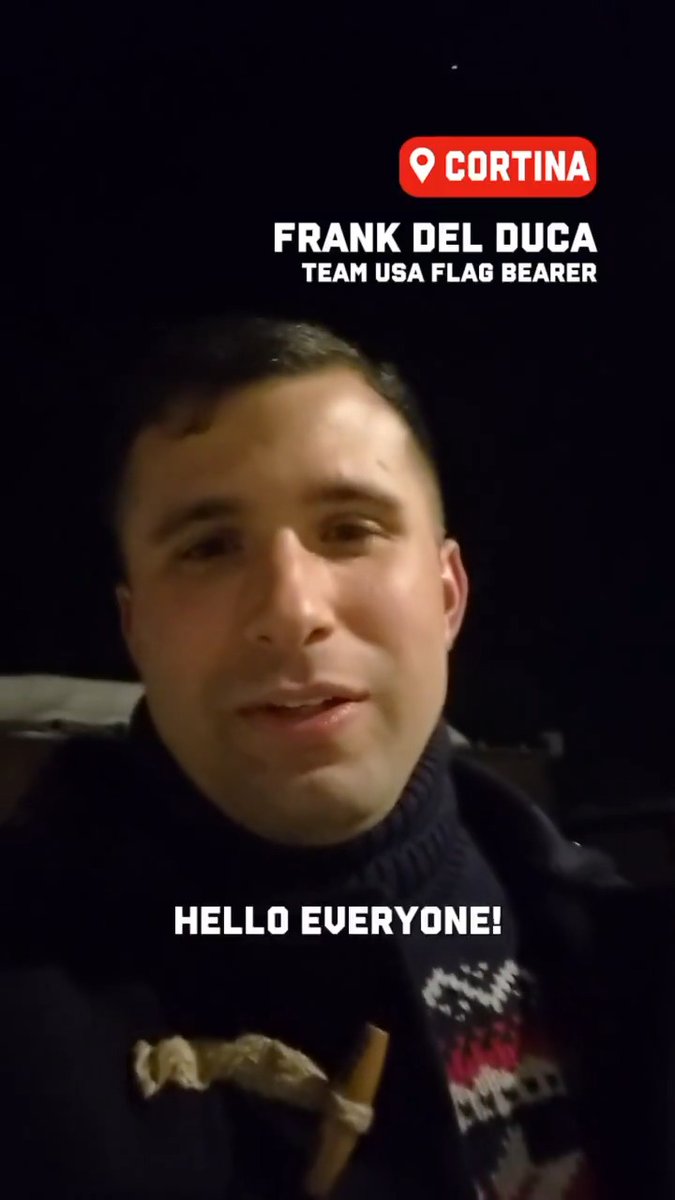 Team USA flag bearer Frankie Del Duca checking in from Cortina NBC Entertainment &amp; Peacock #WinterOlympics | #OpeningCeremony