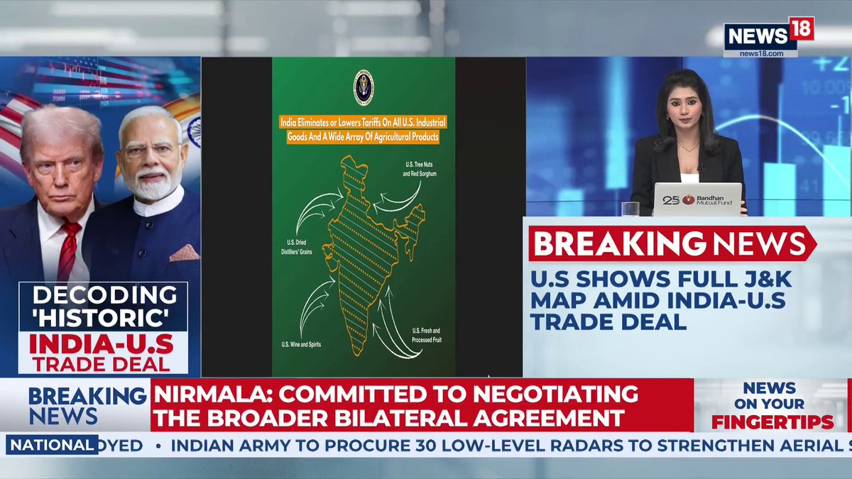#BreakingNews | Amid the historic trade deal, US shows full map of J&K as a part of India which includes PoK and Aksai chin Interim Trade Deal to Strengthen US-India Supply Chains, Market Access Aman Sharma pallavi ghosh & Akanksha Swarup shares more details #IndiaUSTrade #WhiteHouse #TrumpModi #TradeDeal2026 | Sukanya Saha