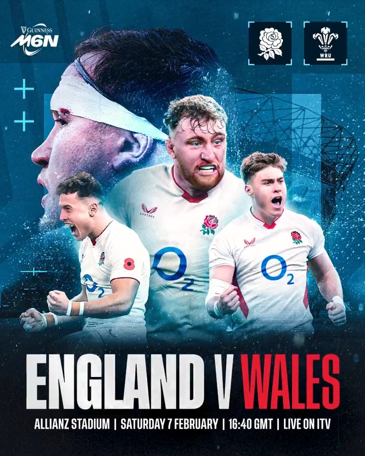 So it begins 🌹 Tune in as England men face Wales in a huge Guinness Men's Six Nations opener at 16:40 GMT, live on ITV. @AllianzUK | Allianz Stadium