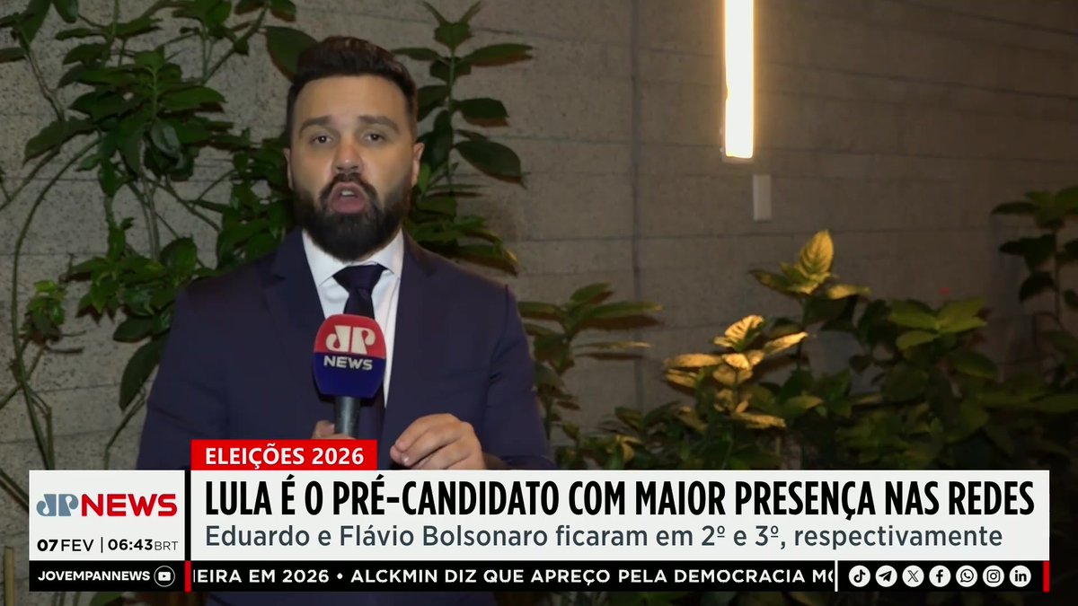 Pesquisa aponta Lula como pré-candidato com maior presença nas redes sociais 📺 Confira na JP News 👉 #JornaldaManhã