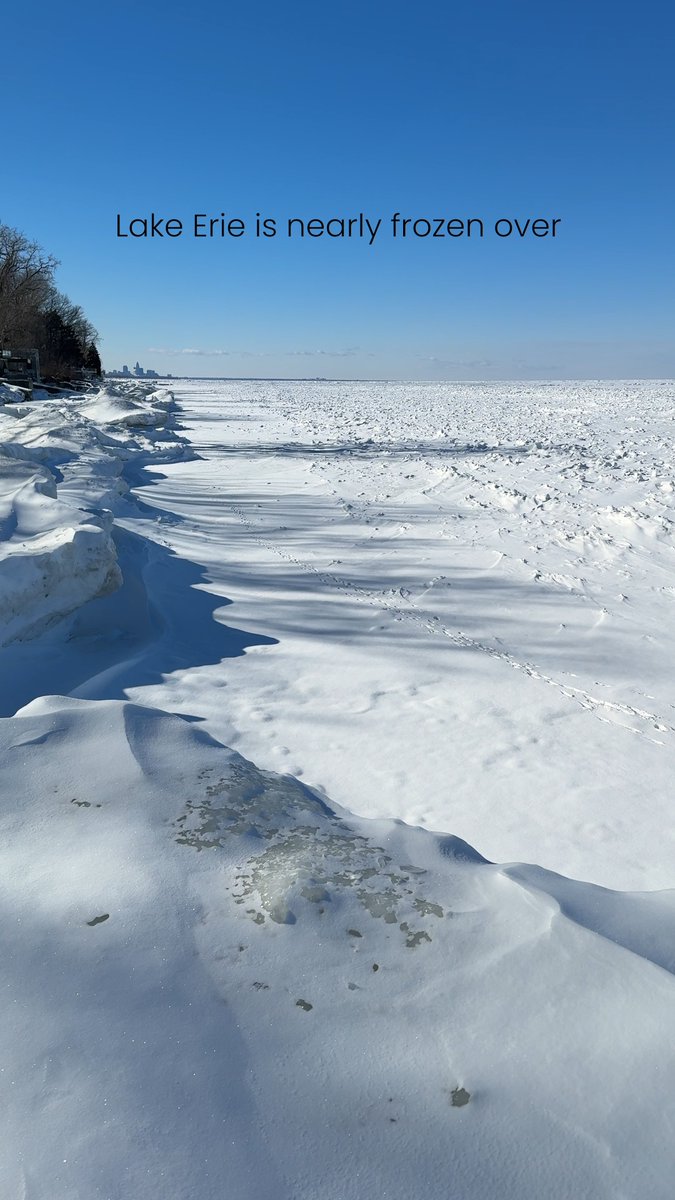 Lake Erie is showcasing an otherworldly beauty along Cleveland’s shoreline. ❄️ With Lake Erie nearly frozen, the waterfront has become a sweeping icy landscape - winter on full display along the Great Lakes. #GreaterCLE #AllIn Destination Cleveland Cuyahoga County City of Cleveland