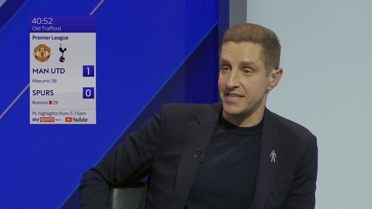 "This is a DISASTER for Thomas Frank." 😳 Michael Dawson is less than impressed with Cristian Romero's first-half red card at Old Trafford...
