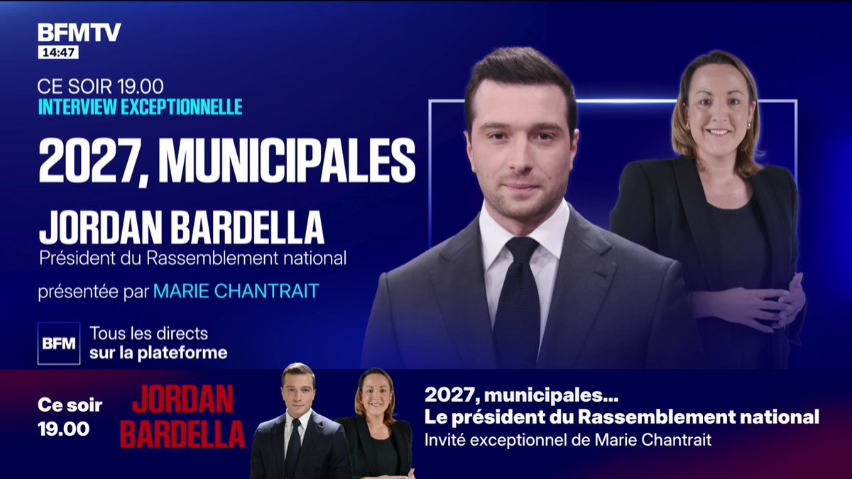"Je serai toujours d'une totale loyauté" envers Marine Le Pen, assure Jordan Bardella ➡️ Un entretien à retrouver en intégralité ce samedi 7 février à 19h sur BFMTV