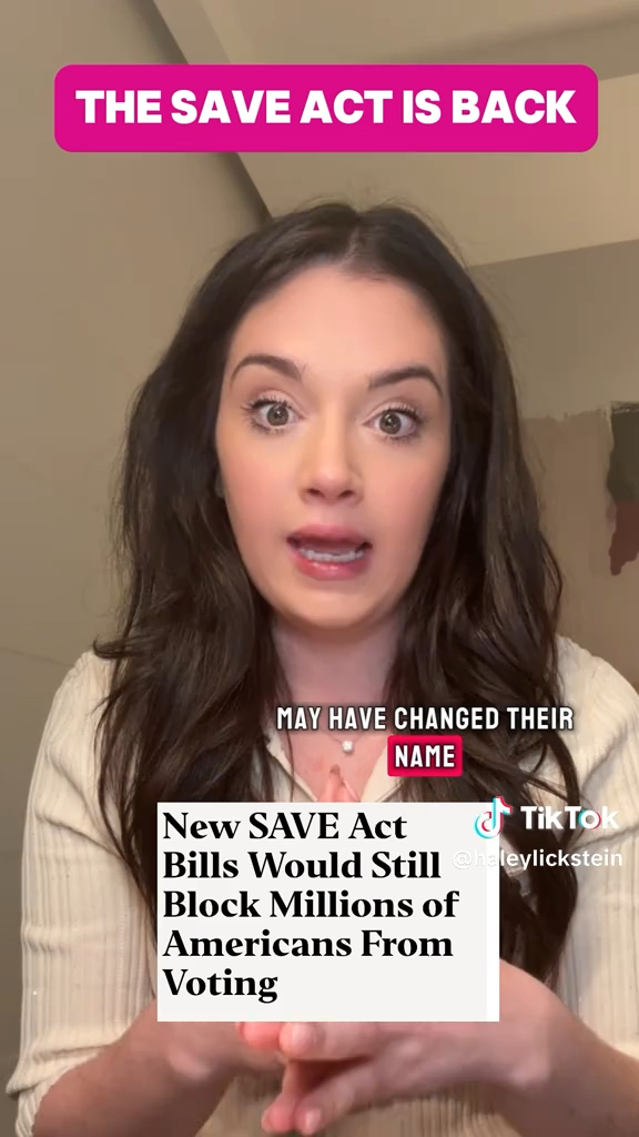 The SAVE Act is a dangerous bill. The primary purpose is to disenfranchise certain populations of voters. Call your Congressperson & tell them to vote NO if & when it comes for a vote. (202) 224-3121