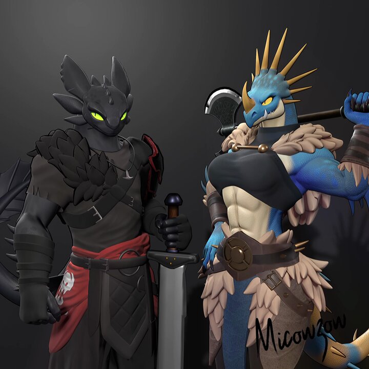 Anthro Toothless and Stormfly models based off of designs by SaltySerpent 🐍(working on commissions) I had a lot of fun working on these, very cool designs!