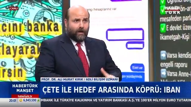 📌Kiralık IBAN dolandırıcılığı nasıl işler? Adli Bilişim Uzmanı Prof. Dr. Ali Murat Kırık #HabertürkManşet'te Zülfikar Ali Aydın'a anlattı.