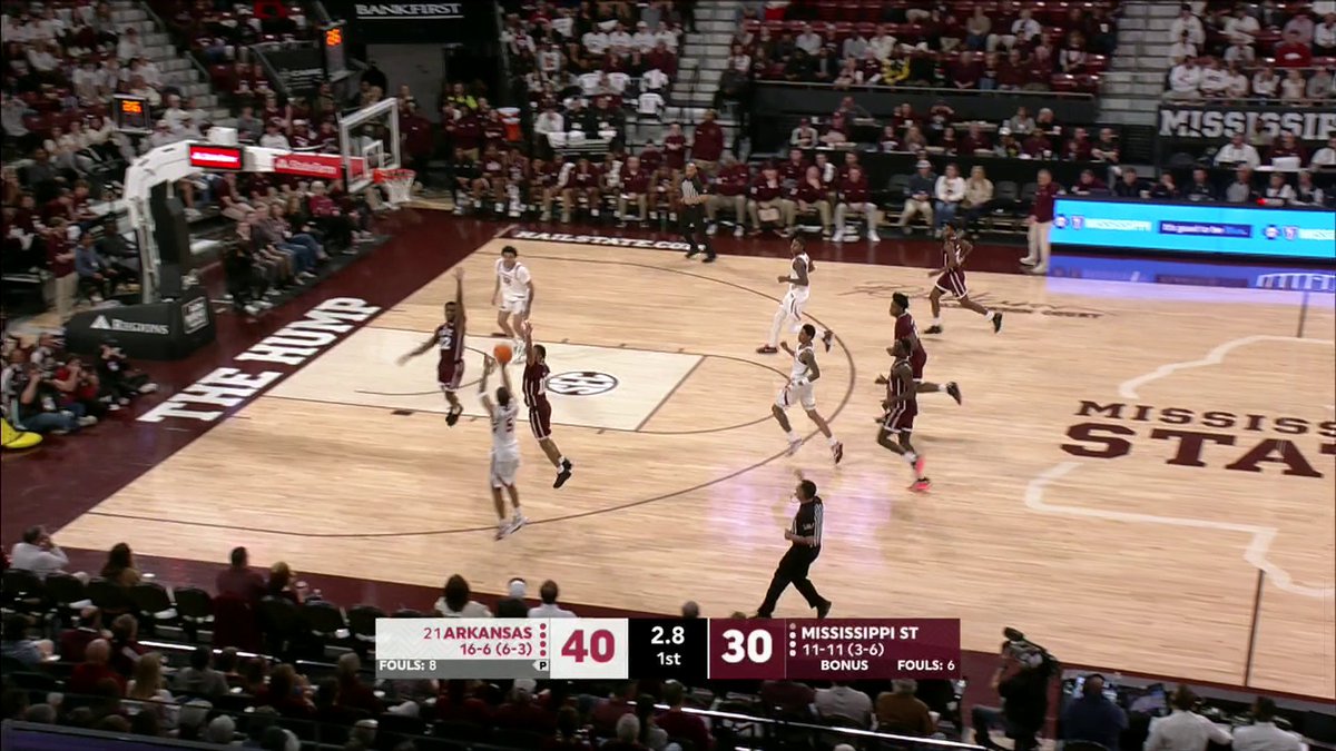 ACUFF IS TOUGH 🔥 Arkansas Razorbacks Men’s Basketball 🐗's Darius Acuff Jr. swishes to beat the halftime buzzer against Mississippi State 🍿