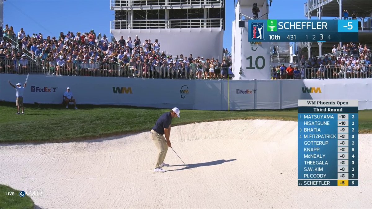 A matter of when, not if. SCOTTIE SCHEFFLER FROM THE SAND. NOW JUST 4 SHOTS BACK.