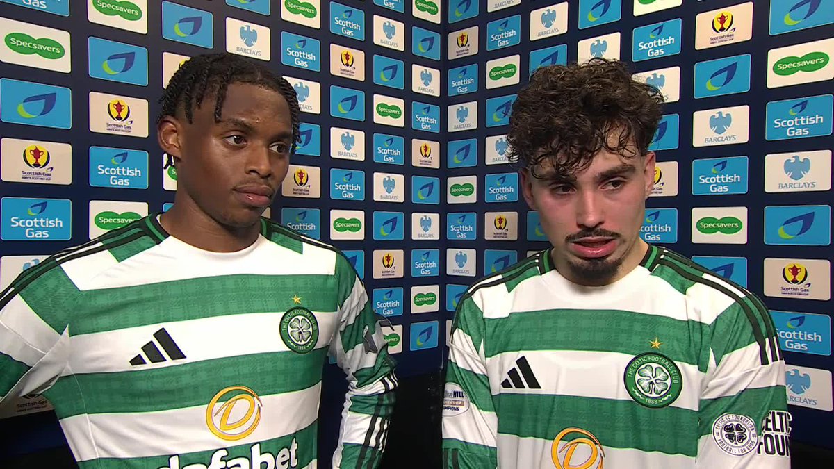 "For me, it's amazing feeling. I'm very happy to help the team." 🗣️ Sebastian Tounekti and Junior Adamu speak after scoring in Celtic Football Club's 2-1 win over Dundee 🍀 #ScottishCup