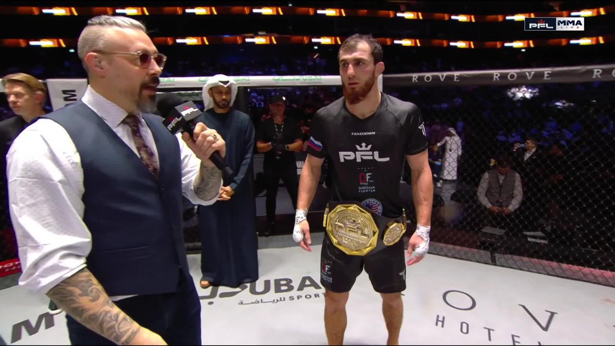 Kuramagomedov Wins title. 'I think this was my last fight.' #PFLDubai