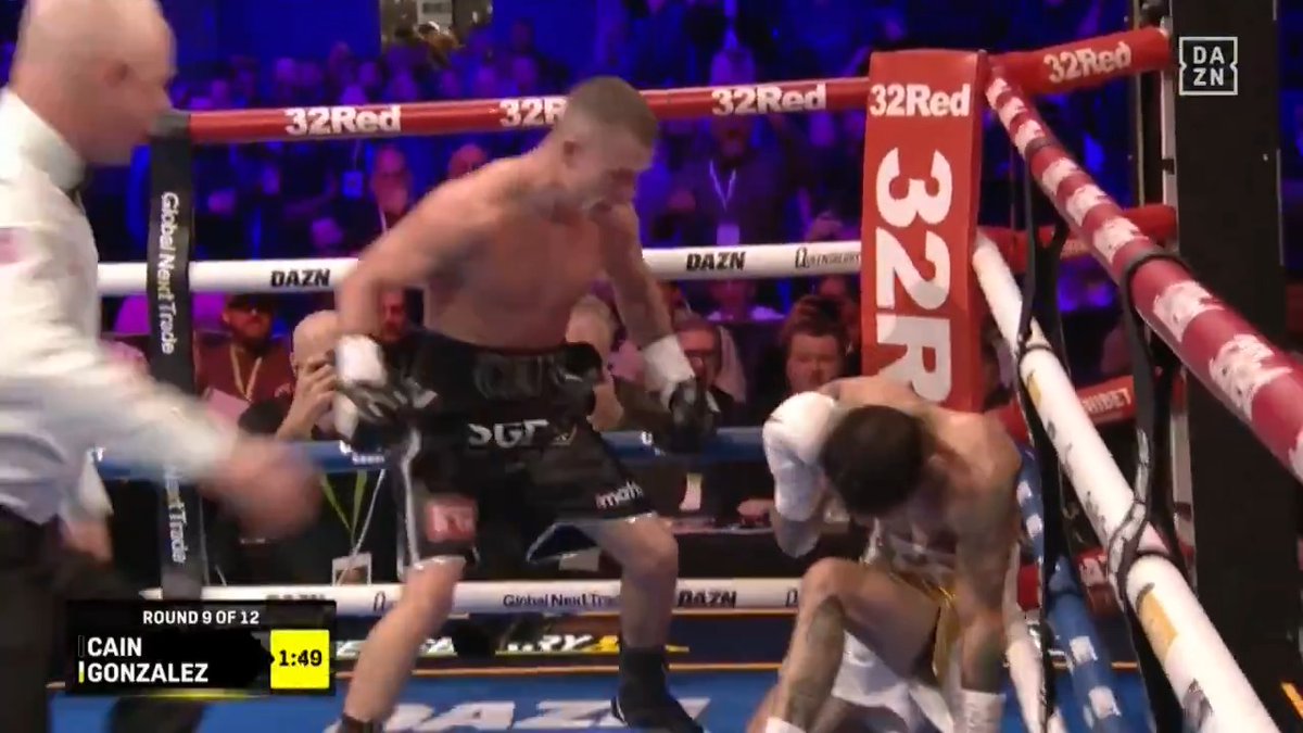 WHAT ON EARTH JUST HAPPENED? 🤯🤯🤯🤯 Andrew Cain climbs off the deck TWICE in round eight to stop Alejandro Gonzalez in round nine ‼️ What a comeback 👏 #BallFigueroa | #CainGonzalez | #Knockout