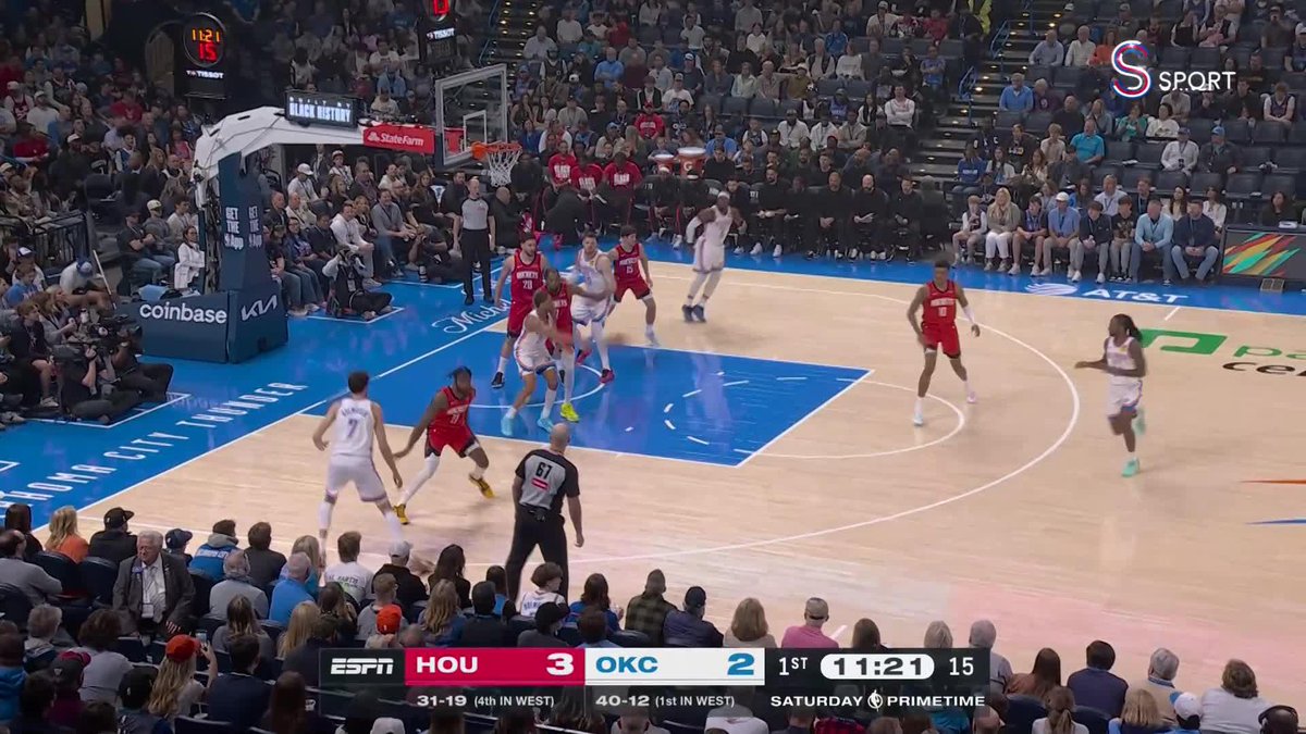 Alperen Şengün, Rockets-Thunder maçının açılış basketinde asist yapıyor 💪