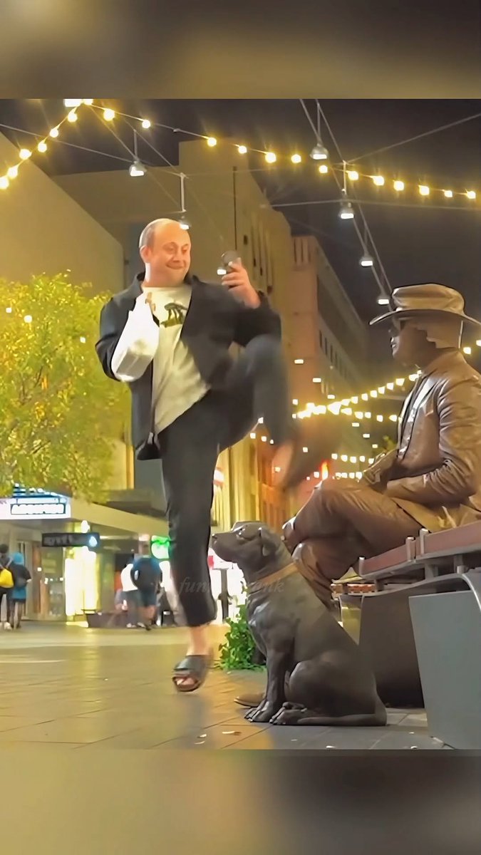 Statue or not why would you walk up and kick it in the face