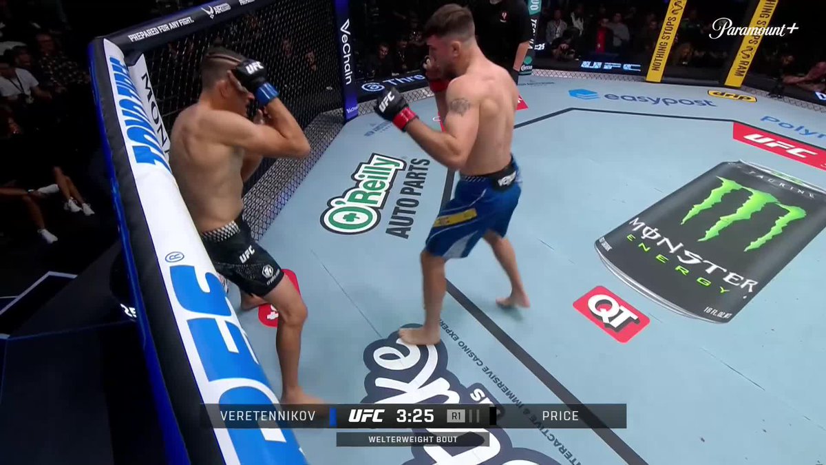 Out on his feet! Nikolay Veretennikov finishes Niko Price in the 1st.