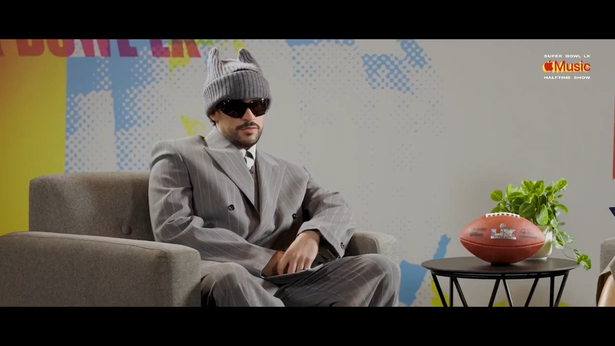Bad Bunny sits down for an exclusive interview with MJ Acosta-Ruiz ahead of his much anticipated #AppleMusicHalftime Show. @NFLNetwork Apple Music Roc Nation Benito Antonio