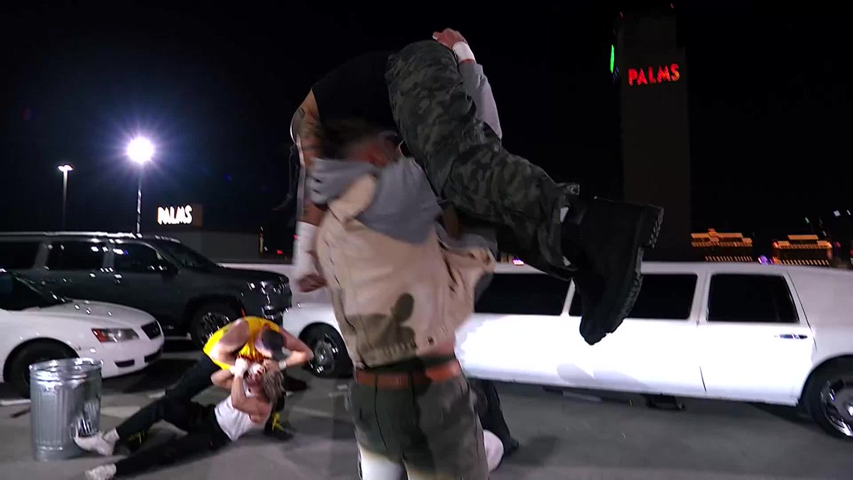 .@DezmondXavier gets sent flying OVER the limo by BiG BiLL! Watch #AEWCollision on TNT &amp; HBO Max