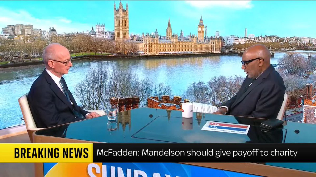 Sky's Trevor Phillips asks Work and Pensions Secretary Pat McFadden, who worked alongside Peter Mandelson as a junior minister, if he feels 'betrayal' following the information that was released in the Epstein files about the former U.S. ambassador