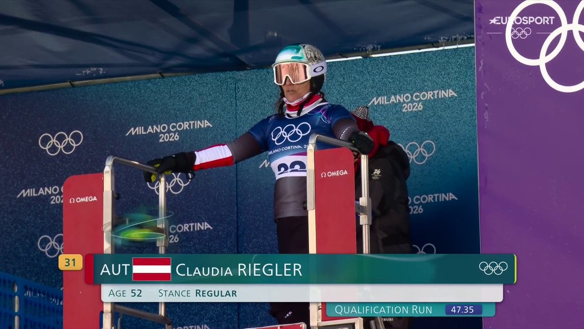 52 años y la sigue rompiendo 🤩 Claudia Riegler, la competidora más veterana de los Juegos Olímpicos de Milano Cortina 2026, pasa ronda en eslalón gigante paralelo y se niega a entregar la cuchara en sus quintas Olimpiadas. #MilanoCortina2026
