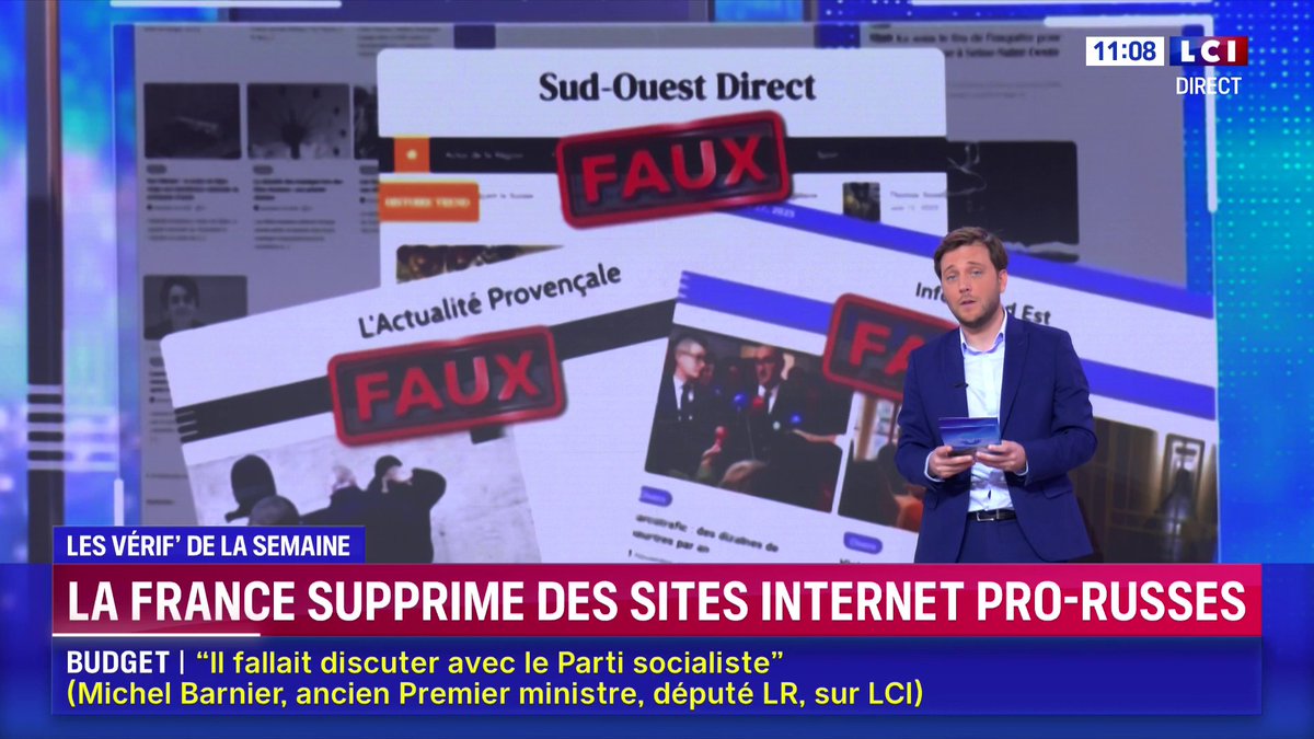 ๐ฅ๏ธ La France supprime des centaines de sites internet prorusses La presse rรฉgionale a particuliรจrement รฉtรฉ ciblรฉe avec de faux articles gรฉnรฉrรฉs par IA. Objectif : changer le rรฉgime politique en France ๐ฃ๏ธ Les explications de Jordan Ollivier dans les verif_TF1LCI