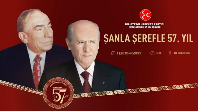ŞANLA ŞEREFLE 57. YIL Partimizin kuruluşunun 57. yıl dönümü münasebetiyle düzenlenecek olan "Şanla Şerefle 57. Yıl" programımıza tüm vatandaşlarımız davetlidir. 📆 9 Şubat 2026 - Pazartesi ⏰ Saat: 13.00 📍 Yer: Ankara ATO Congresium