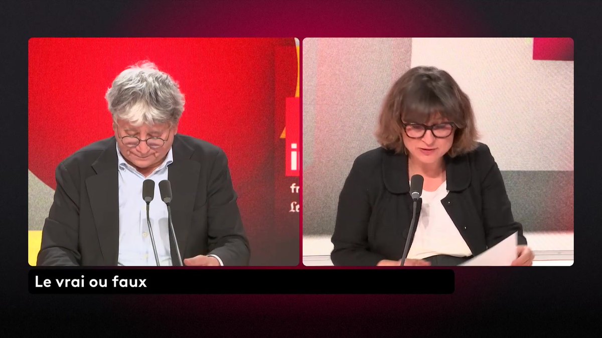 Dans le "Vrai-Faux" de #QuestionsPol, le député LFI Éric Coquerel répond "vrai" à la question suivante : "La France aurait tout à perdre de sortir de la zone euro", et "faux" à "Il faut se préparer à un choc avec la Russie d’ici 3 ou 4 ans ?"
