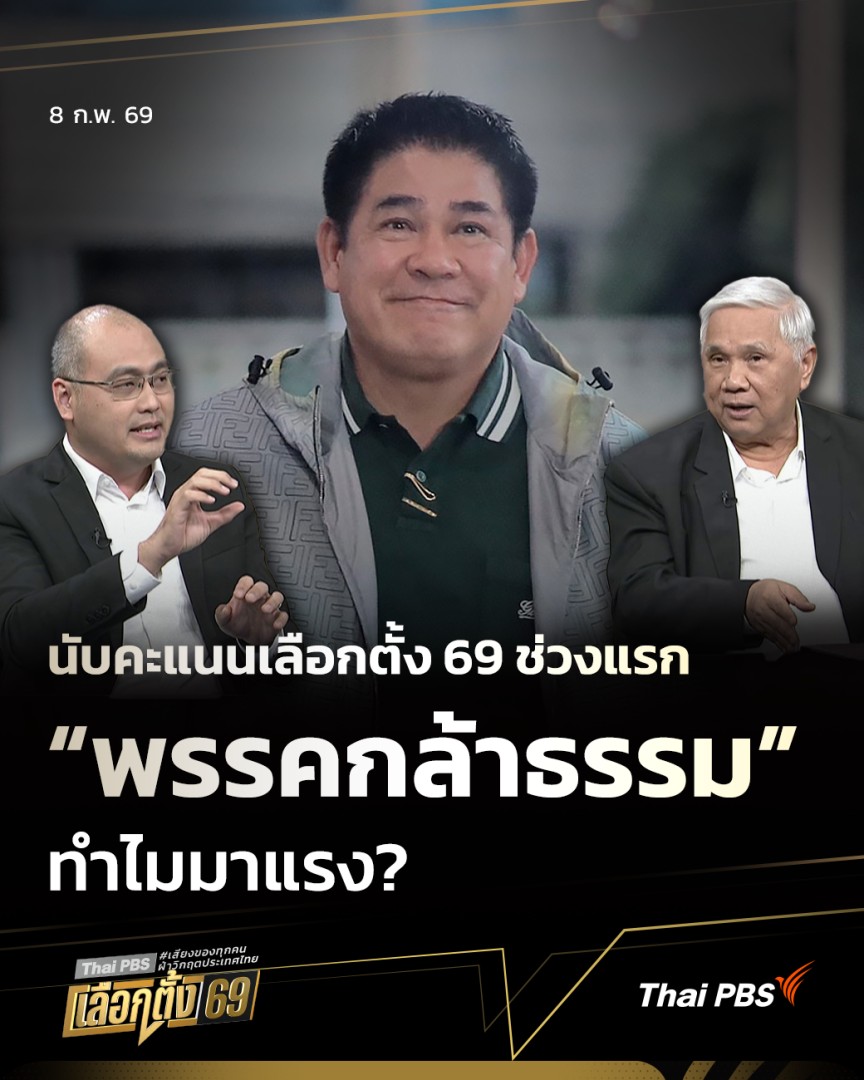 นับคะแนนเลือกตั้ง 69 ช่วงแรก “พรรคกล้าธรรม” ทำไมมาแรง? วันนี้ (8 ก.พ. 69) เริ่มนับคะแนนเลือกตั้ง 2569 ช่วงแรก #พรรคกล้าธรรม มาแรง พบหลายพื้นที่นำพรรคอื่นอยู่ ไม่เพียง #พะเยา วิเคราะห์กับ 2 นักวิชาการ 📌 เช็กผล #เลือกตั้ง69 ที่ #ประชามติ