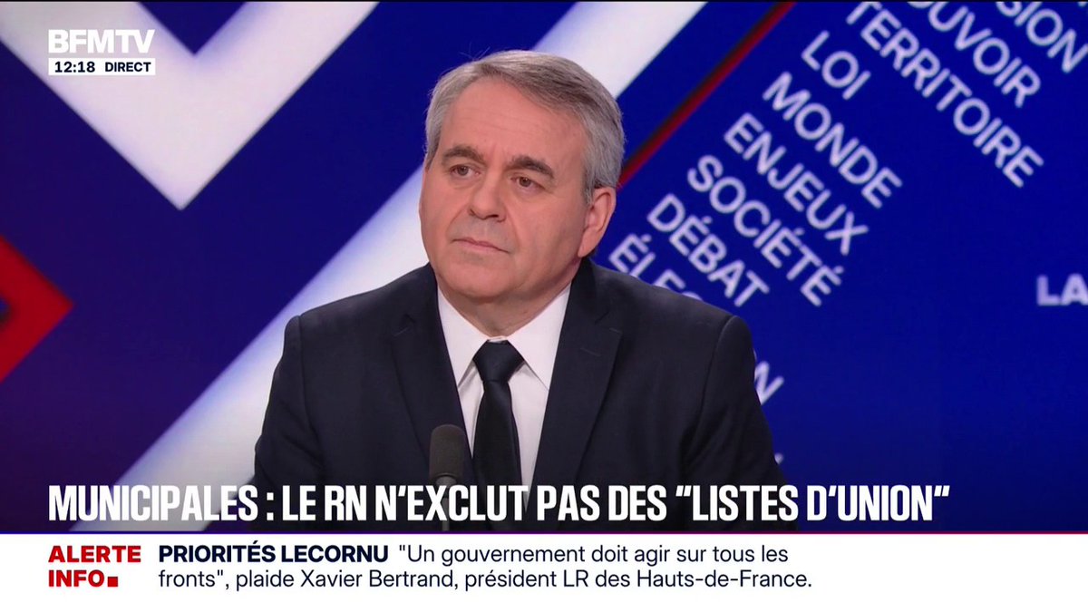 Municipales: en cas de duels RN-LFI au second tour, ce sera "ni RN ni LFI" pour Xavier Bertrand
