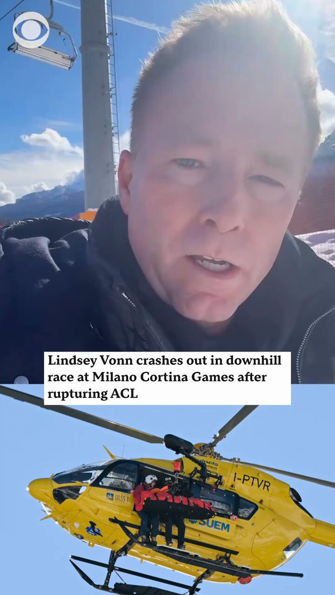American skier Lindsey Vonn crashed seconds into her downhill Olympic race Sunday after choosing to compete despite rupturing her left ACL in a World Cup crash in the Swiss Alps a week earlier. Vonn, who came out of retirement to compete in the 2026 Winter Olympics, said she believed she could complete the race with the help of a knee brace. Early in the run, she appeared to clip a course flag, fly sideways and hit her head on the ground. She was responsive but did not immediately stand and medical personnel placed her on a stretcher and airlifted her from the course as spectators watched in silence.