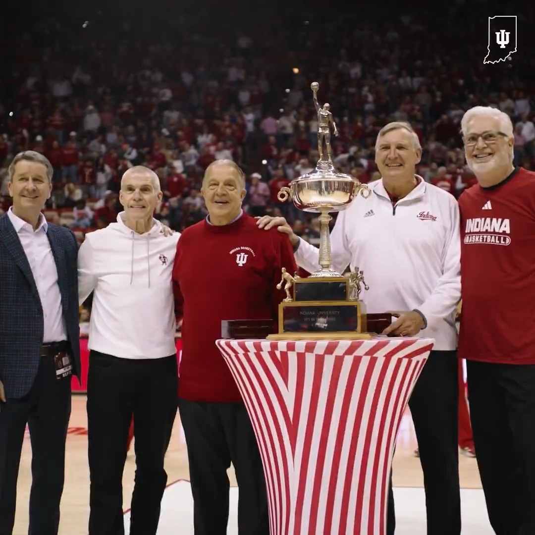 Hoosiers for life. ⚪️🔴 An honor to welcome &amp; celebrate John Kamstra, Steve Ahlfeld, John Laskowski, &amp; Steve Green, members of the 1974-1975 B1G championship team, at The Hall on Saturday!