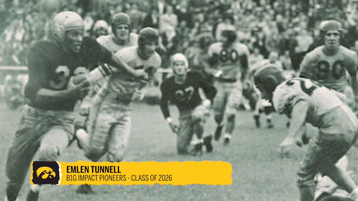 ✔️ First Black player to play for the New York Giants ✔️ First Black player elected to the NFL Hall of Fame Late Hawkeye Football star Emlen Tunnell is the latest member of the #B1Gimpact Pioneers Class of 2026. #BlackHistoryMonth x The Iowa Hawkeyes