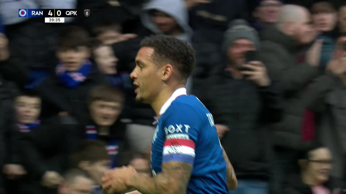 A first-half hat-trick and 150th career goal for James Tavernier 🙌 The Rangers Football Club captain converts from the spot for the fourth goal of the game 🔵 #ScottishCup