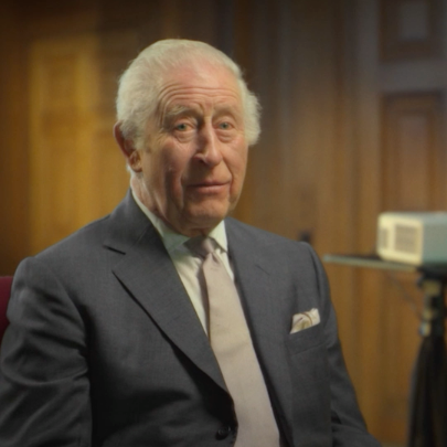 The King watches back his own speeches on climate change throughout the years. Finding Harmony: A King's Vision is now streaming on Prime Video.