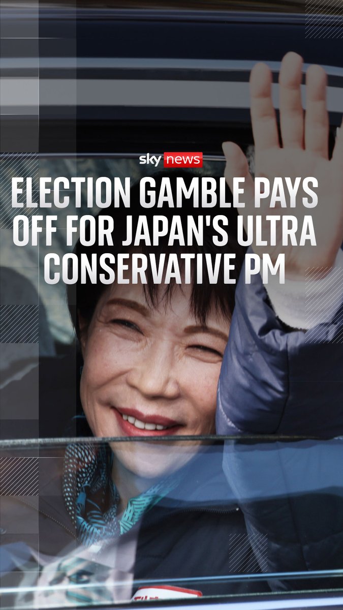 Sanae Takaichi is set to seize more power in Japan after an exit poll suggested she has secured a big majority in the lower house following a snap election. Our Asia correspondent Helen-Ann Smith reacts to the exit polls ⬇️ Read more 🔗