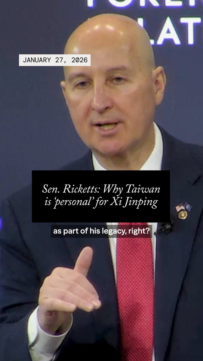 “[President Xi Jinping]’s got to be really pretty sure he’s going to be successful with [Taiwan] because if he fails, it’s going to be really, really bad for him personally,” says Senator Pete Ricketts (R-NE). 🔗 Watch the full conversation: