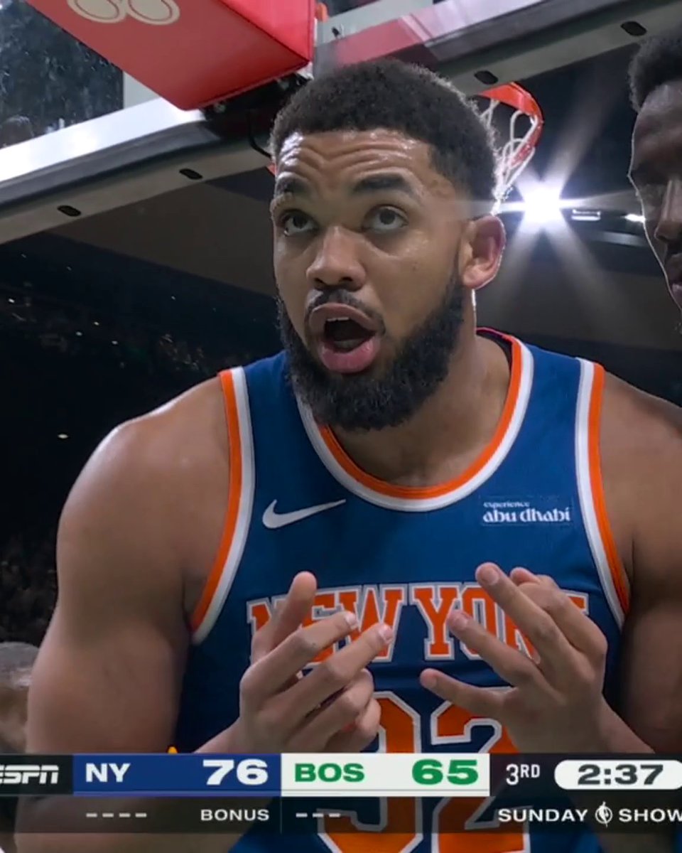 "That's three plays in a row!" Karl-Anthony Towns making his case to the refs.