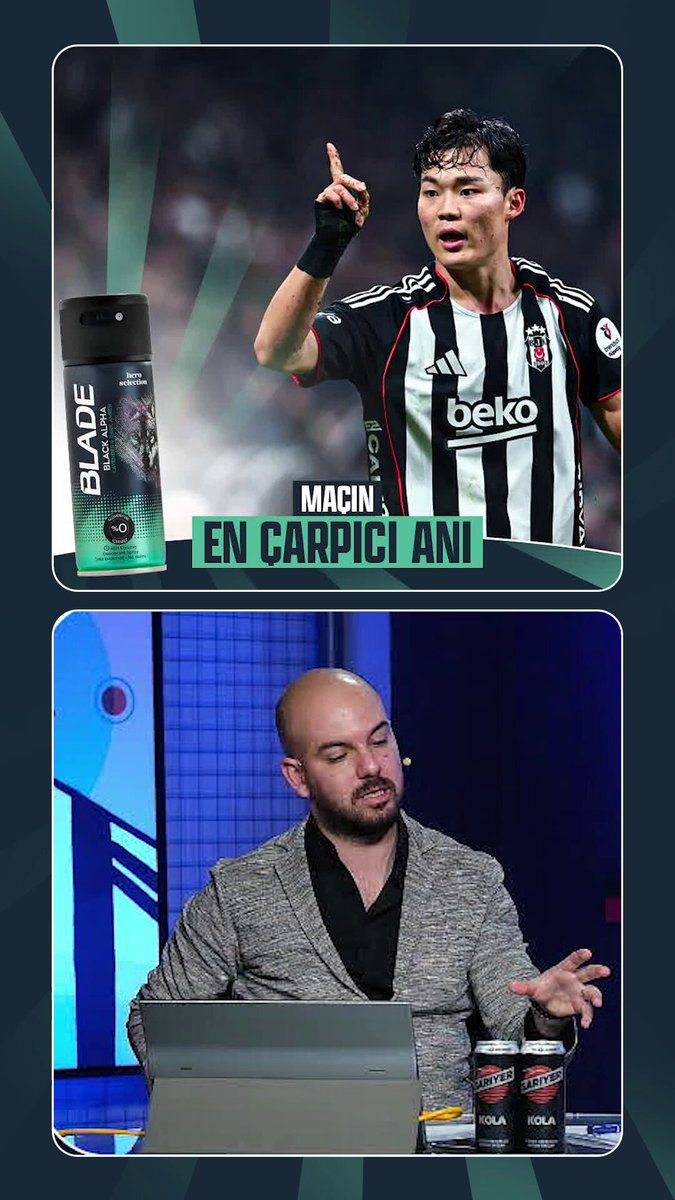 💥Blade ile MAÇIN EN ÇARPICI ANI: “Hyeon-gyu Oh’un röveşatası” 🗣️ Semih Sezerli: Daha yeni uçaktan indin, röveşatayı vuracak cesareti buluyorsun. Bu da isteğini, arzunu ve kaliteni gösterir. 🔥Taraftar, Hyeon-gyu Oh’un attığı golle “Bir Oh çekelim, kendimizden geçelim” dedi. Blade #işbirliği