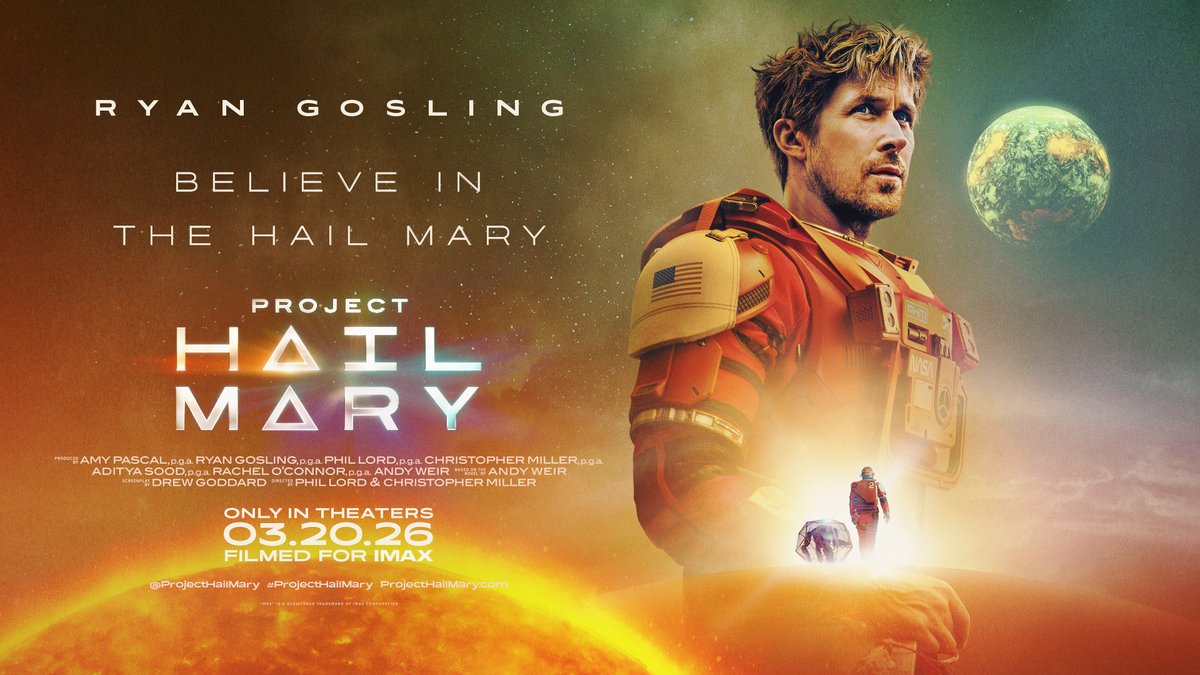Believe in the Hail Mary. Phil Lord and Chris Miller's PROJECT HAIL MARY, starring Ryan Gosling, comes to AMC Theatres 3/20 - watch the new trailer now!