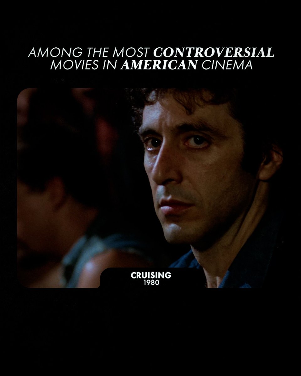 Directed by William Friedkin and starring Al Pacino. Following an undercover cop investigating sadistic serial killings targeting NYC's underground gay scene - CRUISING held its world premiere in NYC #OnThisDay in 1980