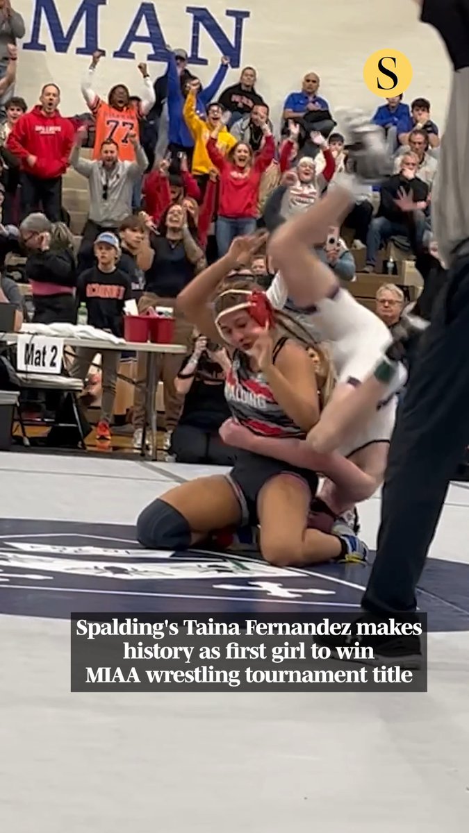 Spalding's Taina Fernandez made history on Saturday. In the 138-pound championship match at Gilman, the junior took down Mount Saint Joseph’s Ben Scheiner with 27 seconds left, turning a two-point deficit into a 5-4 victory. With the win, Fernandez became the first girl to claim an MIAA Tournament title. “I knew I wanted to finish the match with no regrets,” said Fernandez, who was named most outstanding wrestler. “I knew I could do this, so it feels incredible. It’s great that all of my hard work paid off.” Read more: 🎥: Kenneth K. Lam, The Baltimore Sun