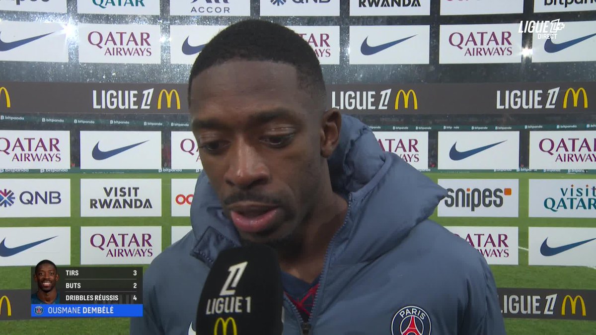 Ousmane Dembele en mode « 𝙎𝙖𝙡𝙪𝙩 𝙡𝙚𝙨 𝙚𝙣𝙛𝙖𝙣𝙩𝙨, 𝙥𝙖𝙥𝙖 𝙚𝙨𝙩 𝙙𝙚 𝙧𝙚𝙩𝙤𝙪𝙧. » au micro de L1+. 🔴🔵