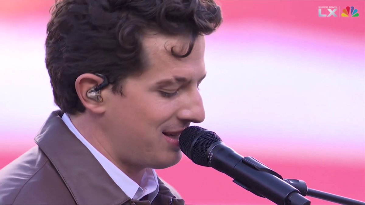 Charlie Puth sings the National Anthem for Super Bowl LX 👏 (📺 NBC)