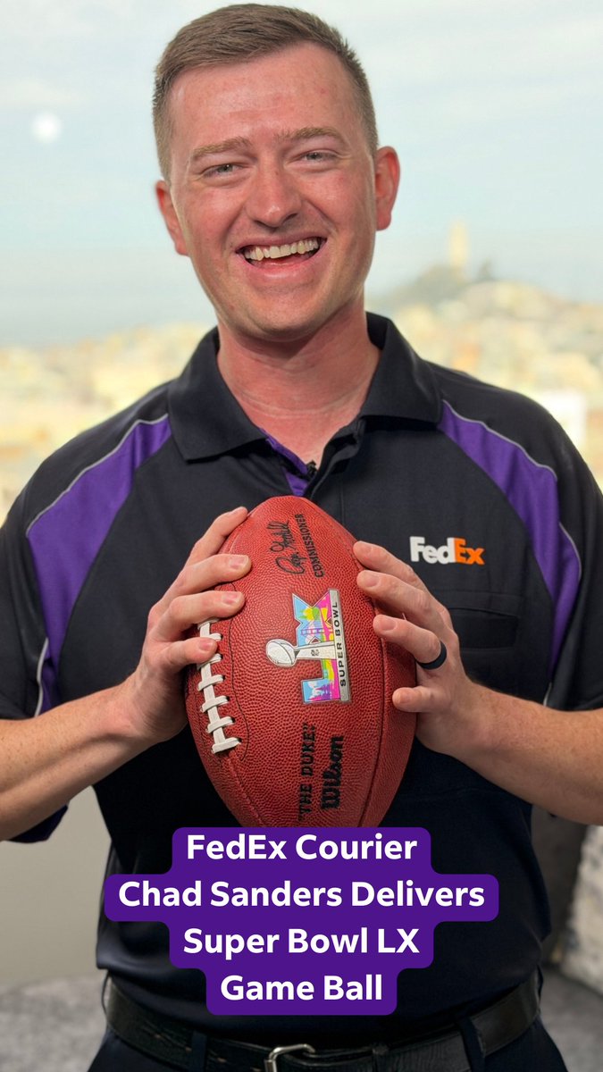 Game Ball delivery? Handled with care. 🏈🚚 Meet Chad Sanders, FedEx courier and today’s MVP of deliveries. #SuperBowlLX