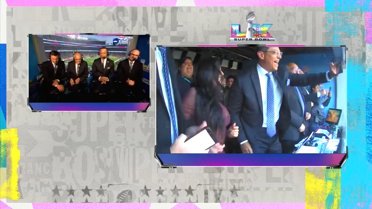 ASÍ DISFRUTAMOS DEL MEDIO TIEMPO DEL SUPER BOWL 💃🕺 Jimena Sanchez bailó con Ricardo García O. 🏅 Pepe Segarra y José Pablo Coello durante el espectáculo de Bad Bunny 🇵🇷 También @ErnestodelValle se aventó unos pasos 🤯 #SBxFSMX