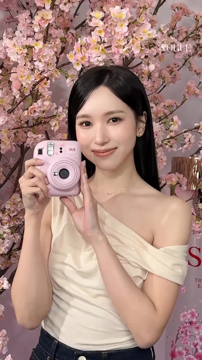 TWICE MINA at the SK-II cherry blossom event in Japan today.