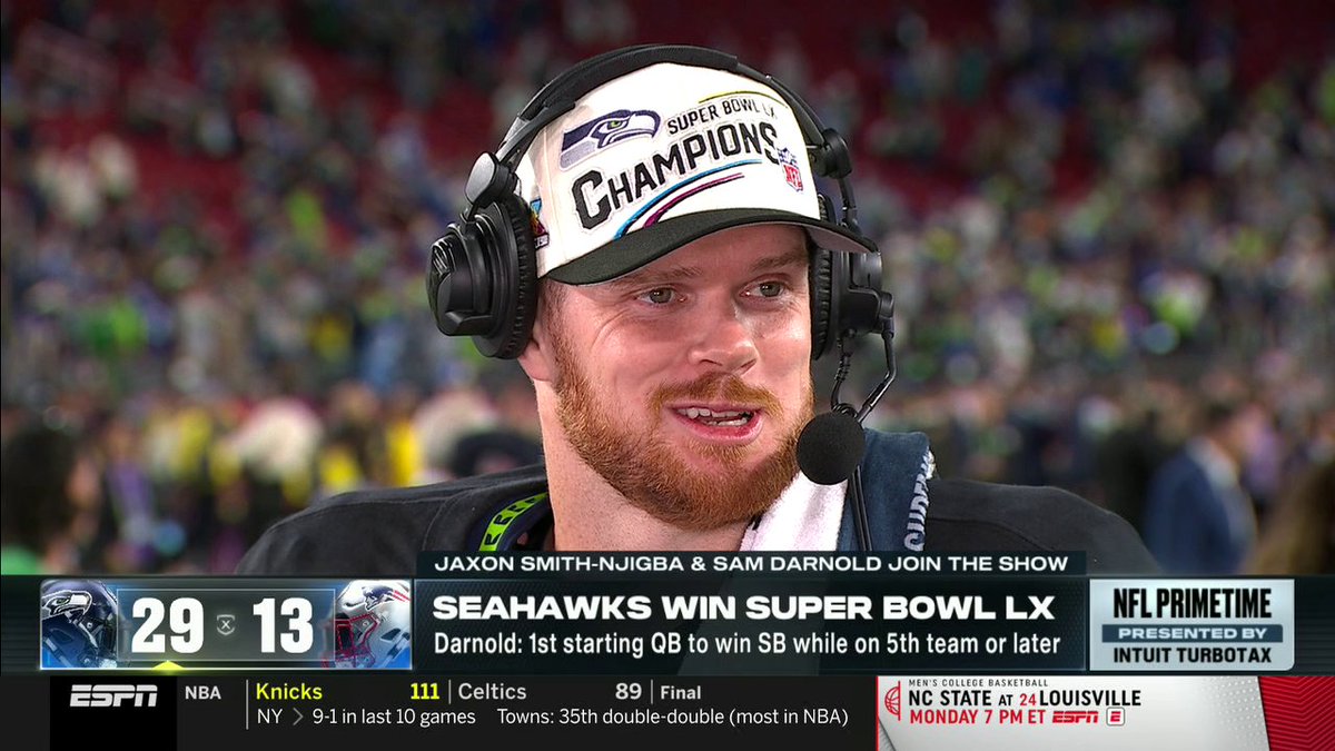 "I'm not gonna cry right now." 🥹 Sam Darnold explains what it means to win a Super Bowl ❤️