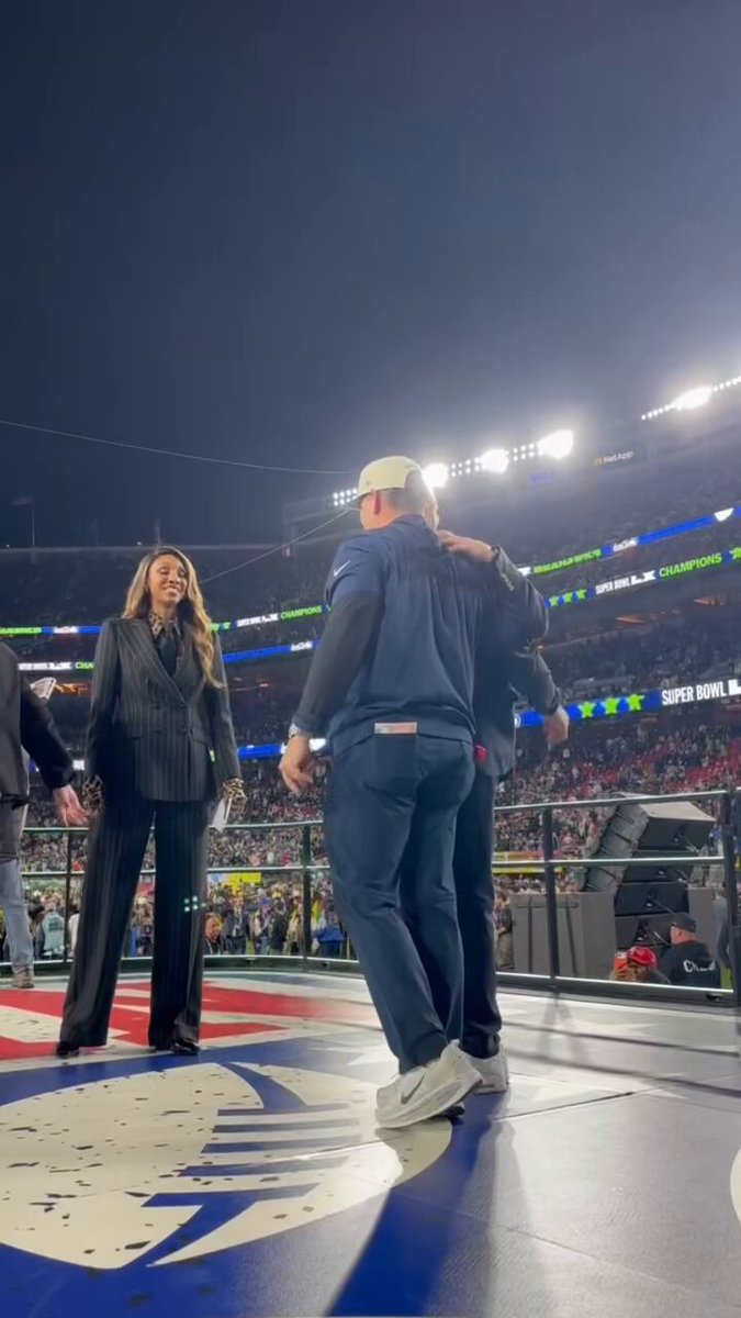 Maria Taylor and Mike Macdonald both went to the same high school in Georgia. 20 years later, Taylor was on stage working for NBC to hand the Lombardi Trophy to her old classmate Macdonald, who just won the Super Bowl.